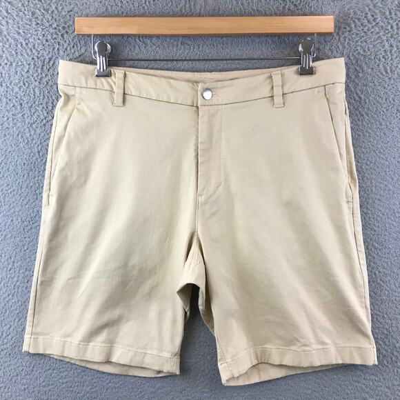Lululemon Mens Size 34 Beige Flat Front Casual Stretch Shorts - Picture 1 of 8